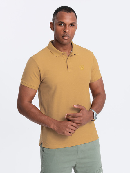 Ombre Clothing Hořčicové pánské basic polo tričko Ombre Clothing