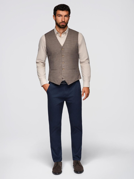 Ombre Clothing Tmavě modré pánské chino kalhoty s ozdobným páskem Ombre Clothing