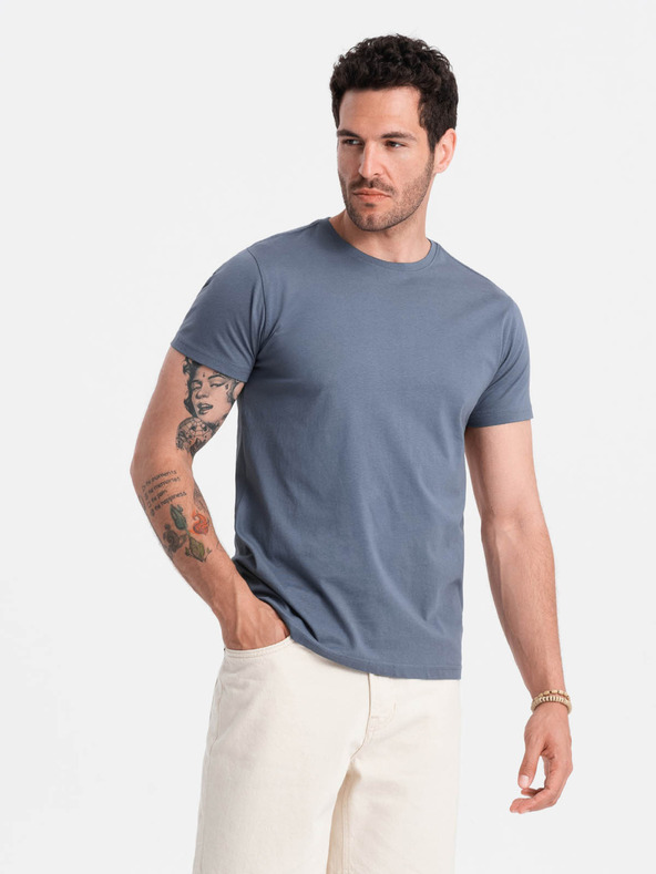 Ombre Clothing Modré pánské basic tričko Ombre Clothing