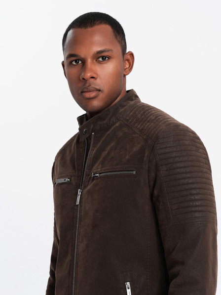 Ombre Clothing Pánská retro motorkářská bunda se stojáčkem Ombre Clothing V1 OM-JAFL-0197