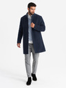 Ombre Clothing Pánský kabát s asymetrickým zapínáním a vysokým límcem tmavě modrý Ombre Clothing