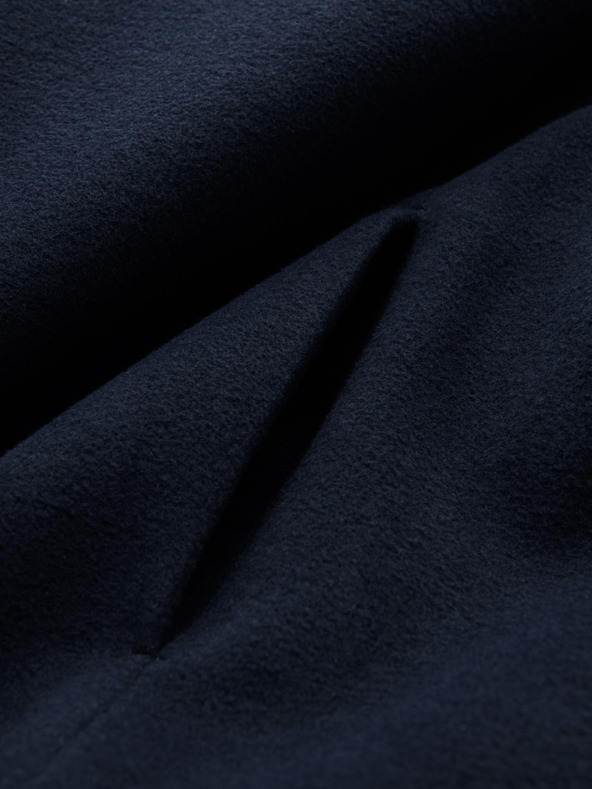 Ombre Clothing Pánský kabát s asymetrickým zapínáním a vysokým límcem tmavě modrý Ombre Clothing