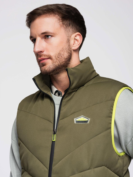 Ombre Clothing Pánská prošívaná vestas neonovými akcenty Ombre Clothing