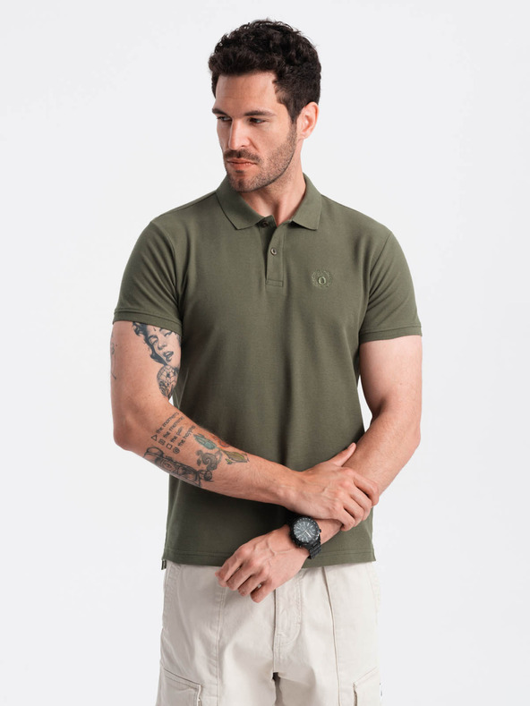 Ombre Clothing Zelené pánské basic polo tričko Ombre Clothing