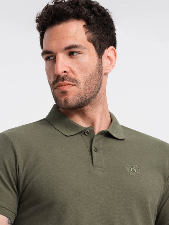 Ombre Clothing Zelené pánské basic polo tričko Ombre Clothing