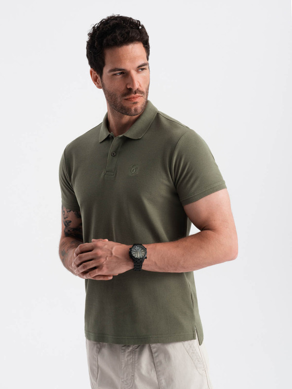 Ombre Clothing Zelené pánské basic polo tričko Ombre Clothing