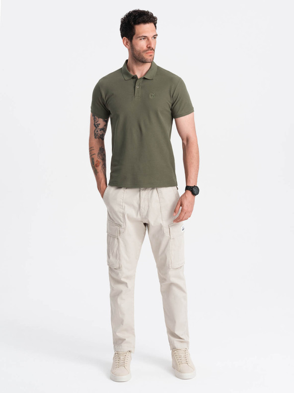 Ombre Clothing Zelené pánské basic polo tričko Ombre Clothing
