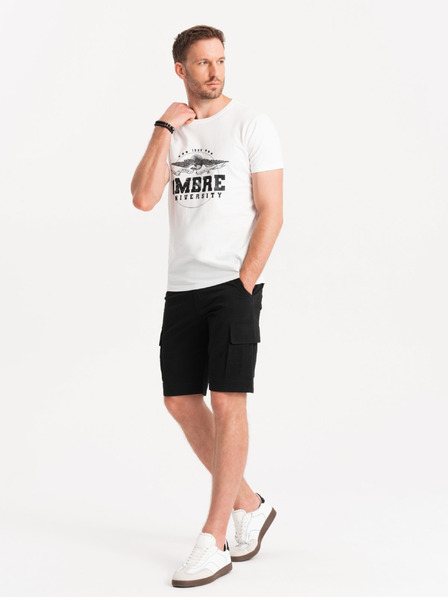 Ombre Clothing Černé pánské cargo kraťasy Ombre Clothing
