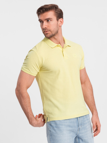 Ombre Clothing Žluté pánské basic polo tričko Ombre Clothing