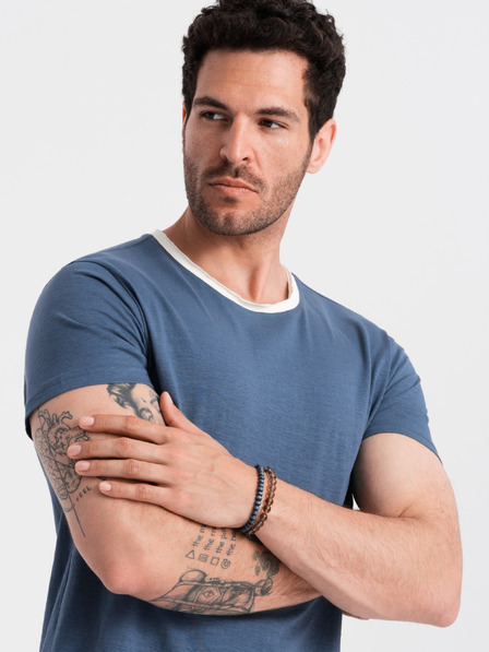 Ombre Clothing Tmavě modré pánské tričko Ombre Clothing