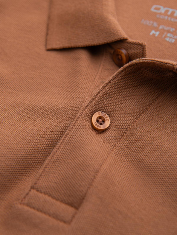 Ombre Clothing Hnědé pánské basic polo tričko Ombre Clothing