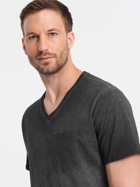 Ombre Clothing Černé pánské žíhané tričko Ombre Clothing