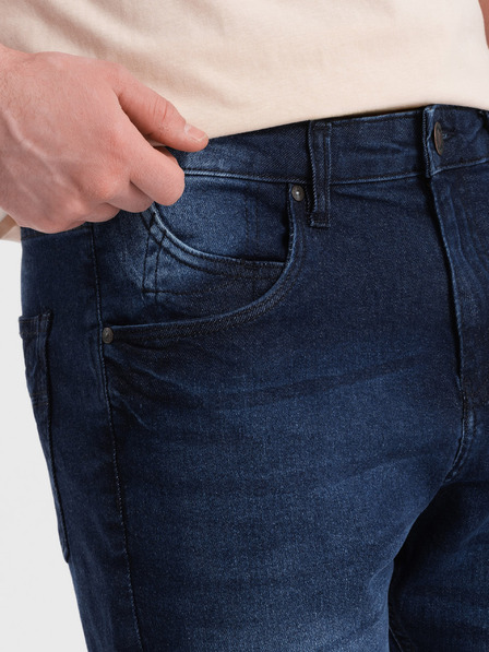 Ombre Clothing Tmavě modré pánské džínové kraťasy Ombre Clothing