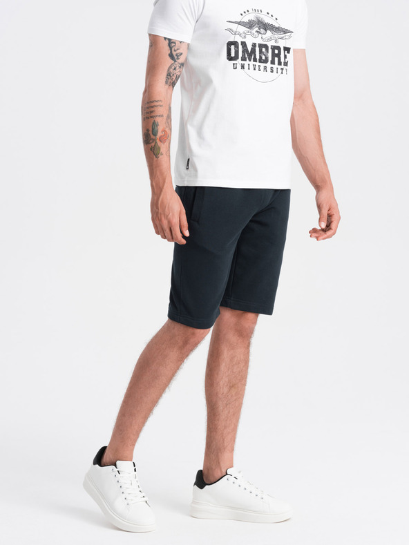 Ombre Clothing Černé pánské basic teplákové kraťasy Ombre Clothing