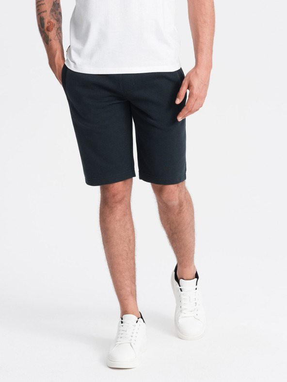 Ombre Clothing Černé pánské basic teplákové kraťasy Ombre Clothing