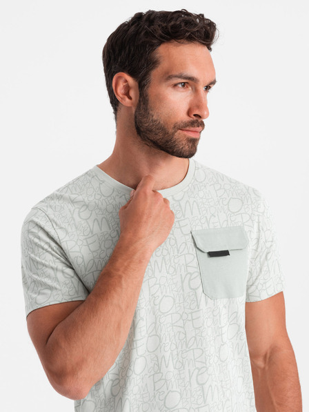 Ombre Clothing Světle zelené pánské tričko s kapsičkou Ombre Clothing