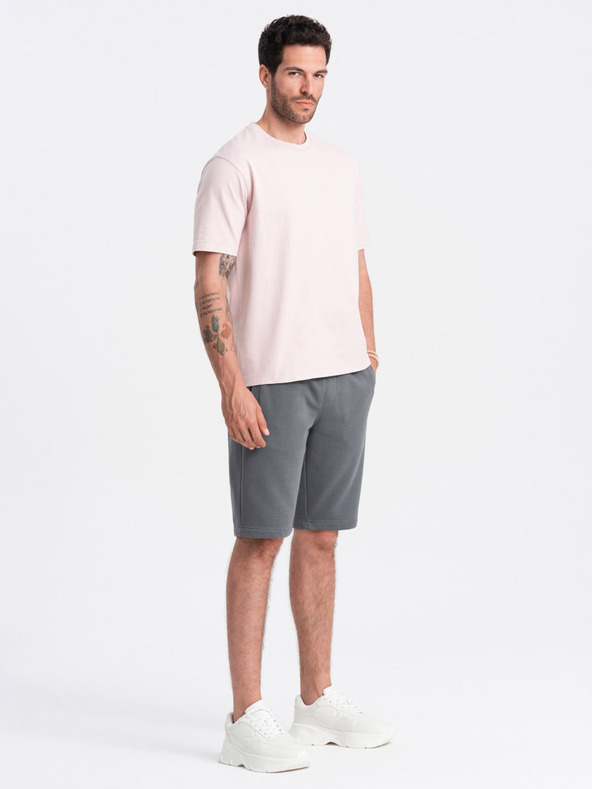 Ombre Clothing Šedé pánské basic teplákové kraťasy Ombre Clothing