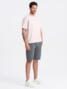 Ombre Clothing Šedé pánské basic teplákové kraťasy Ombre Clothing