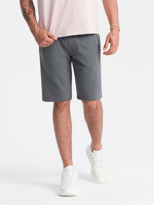 Ombre Clothing Šedé pánské basic teplákové kraťasy Ombre Clothing