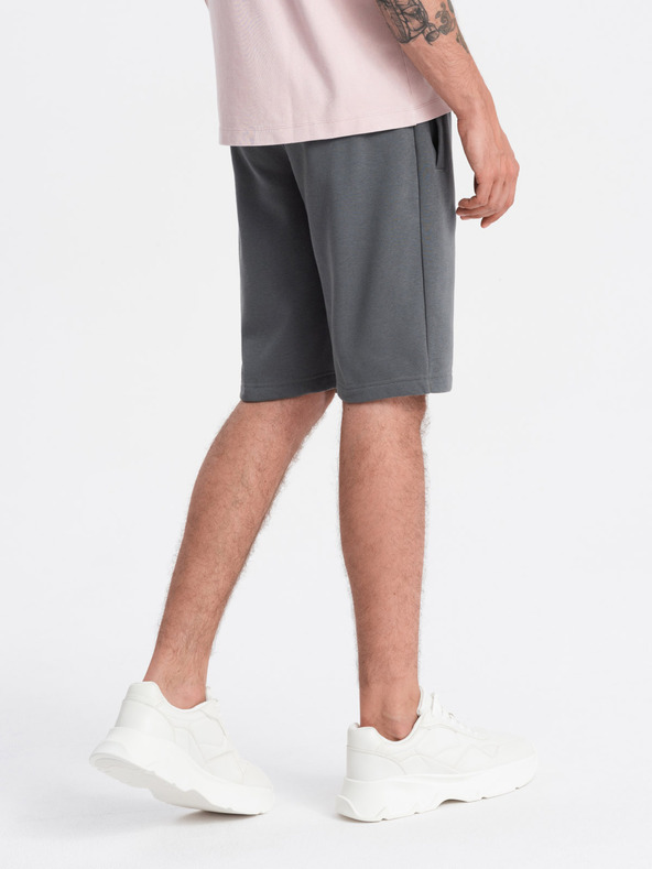 Ombre Clothing Šedé pánské basic teplákové kraťasy Ombre Clothing
