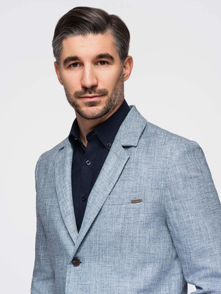 Ombre Clothing Světle modré pánské sako Ombre Clothing