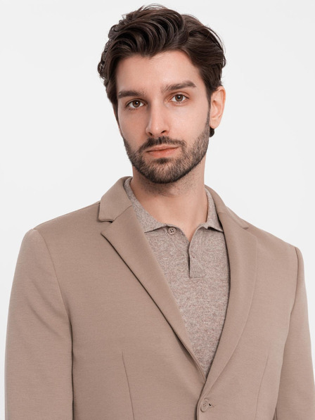 Ombre Clothing Béžové pánské sako s kapsami Ombre Clothing