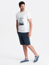 Ombre Clothing Tmavě modré pánské basic teplákové kraťasy Ombre Clothing