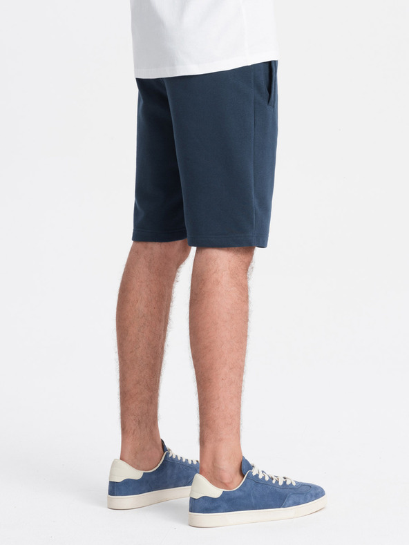 Ombre Clothing Tmavě modré pánské basic teplákové kraťasy Ombre Clothing