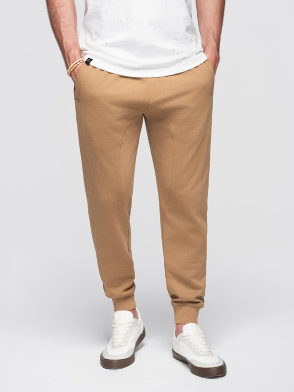 Ombre Clothing Hnědé pánské tepláky jogger Ombre Clothing