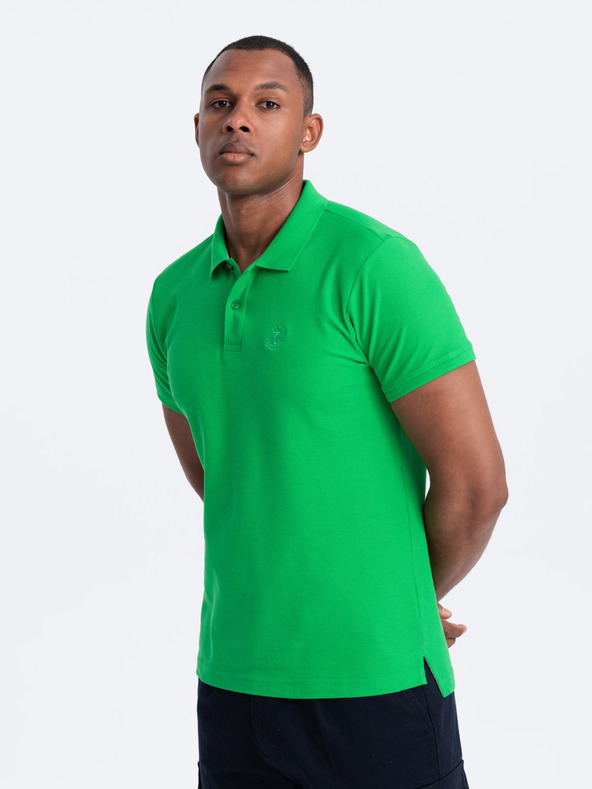 Ombre Clothing Zelené pánské basic polo tričko Ombre Clothing