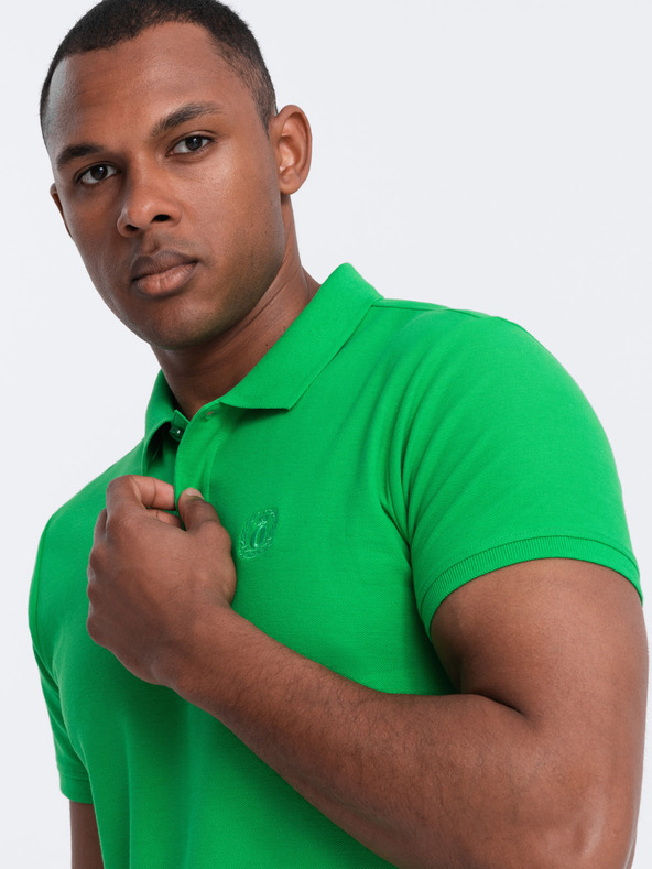 Ombre Clothing Zelené pánské basic polo tričko Ombre Clothing