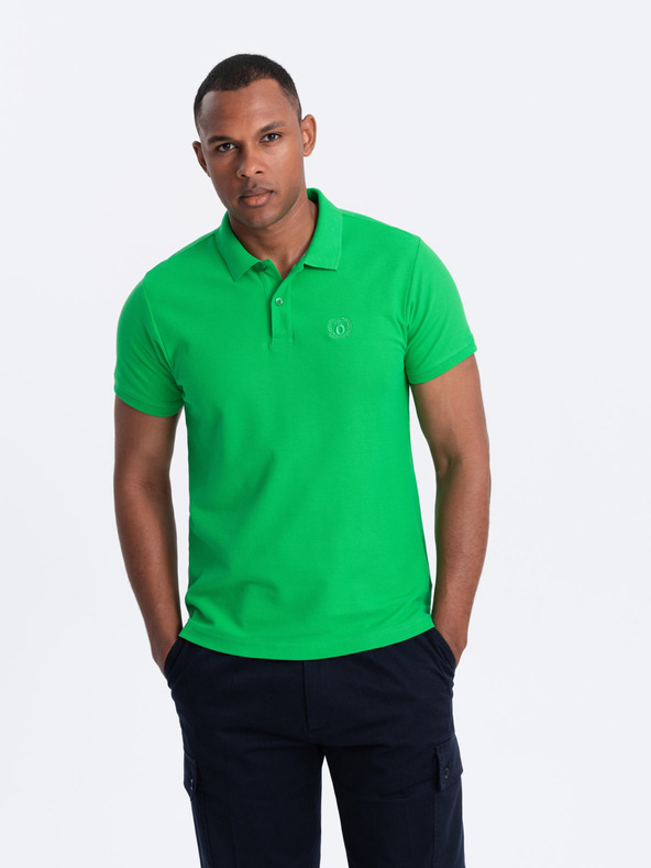 Ombre Clothing Zelené pánské basic polo tričko Ombre Clothing