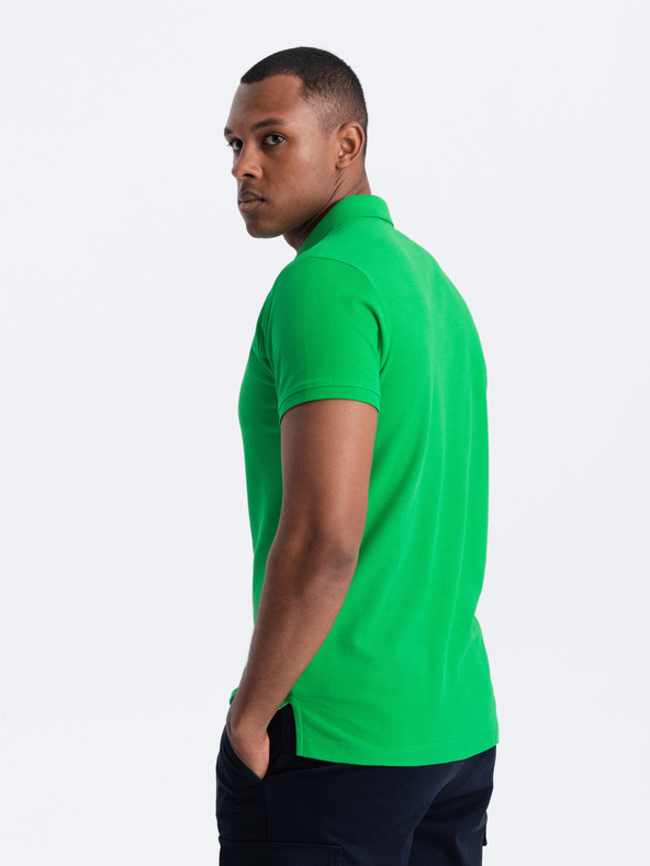Ombre Clothing Zelené pánské basic polo tričko Ombre Clothing