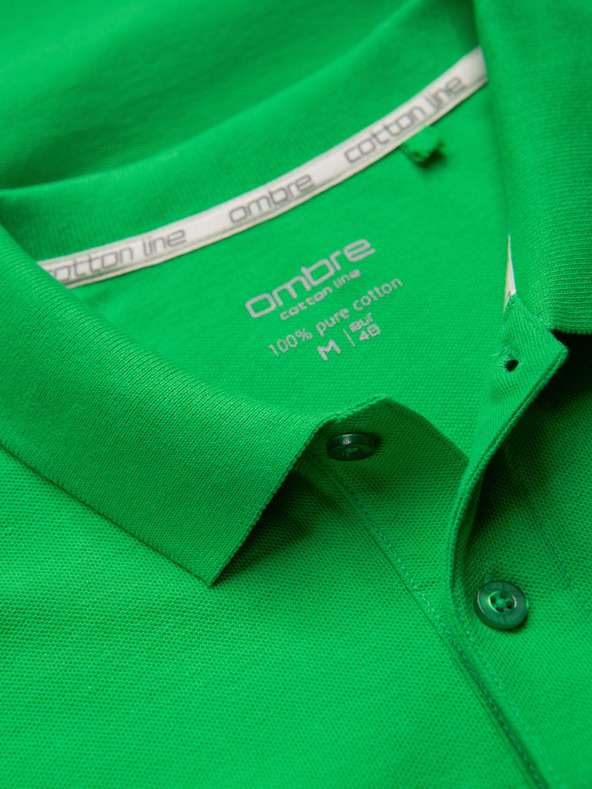 Ombre Clothing Zelené pánské basic polo tričko Ombre Clothing