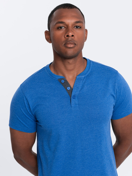 Ombre Clothing Modré pánské tričko s kulatým výstřihem Ombre Clothing