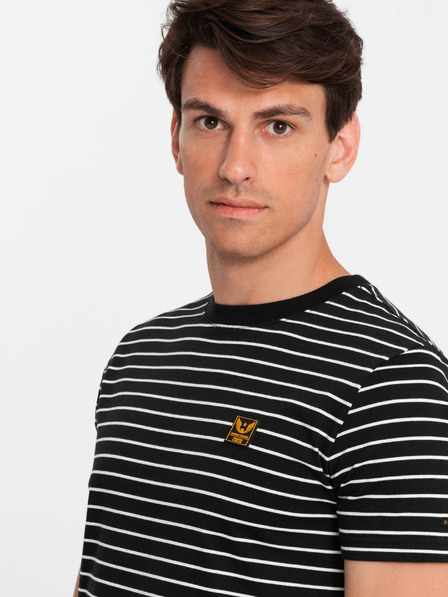 Ombre Clothing Pánské pruhované tričko s nášivkou Ombre Clothing