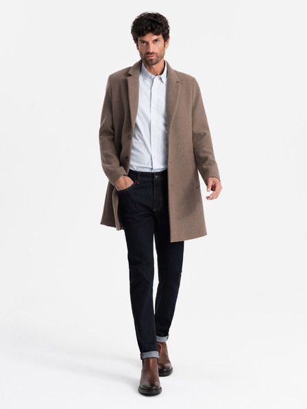 Ombre Clothing Elegantní pánský jednořadový kabát z vlněné směsi Ombre Clothing V1 OM-COWC-0114
