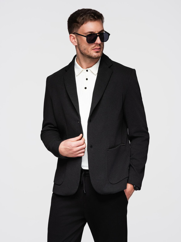 Ombre Clothing Pánská bunda s vysokým límcem a kapucí černá Ombre Clothing
