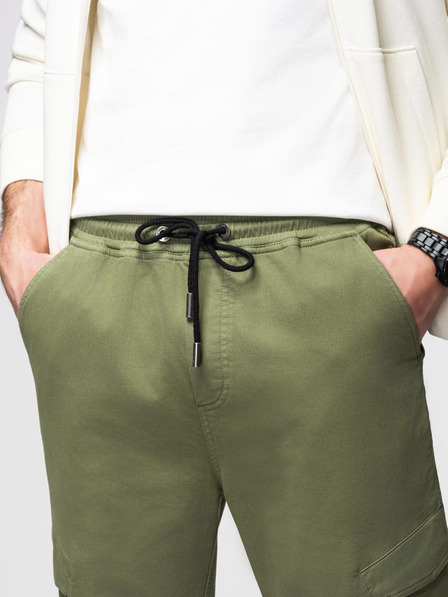 Ombre Clothing Pánské pletené tepláky s kapsami olivové Ombre Clothing