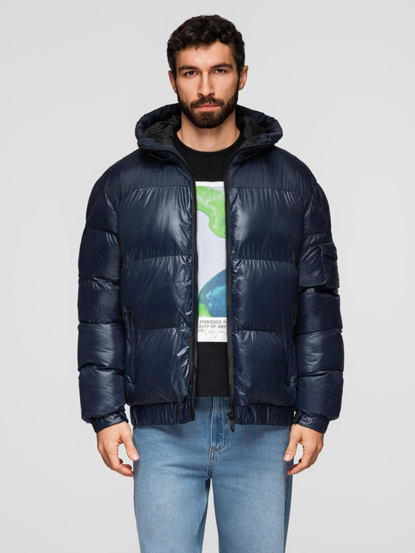 Ombre Clothing Pánská teplá bunda s žebrovanými lemy Ombre Clothing
