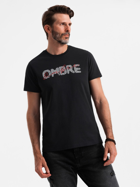 Ombre Clothing Pánské bavlněné tričko s jemnou výšivkou Ombre Clothing