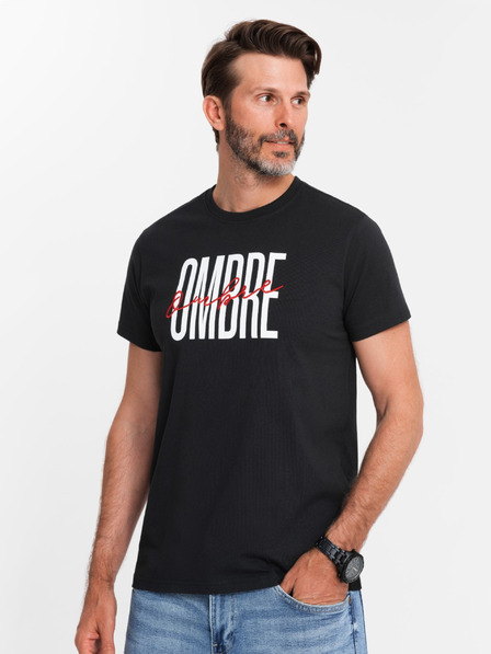 Ombre Clothing Pánské bavlněné tričko s jemnou výšivkou Ombre Clothing