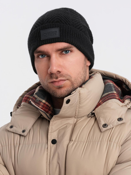 Ombre Clothing Pánská pletená čepice s nášivkou Ombre Clothing