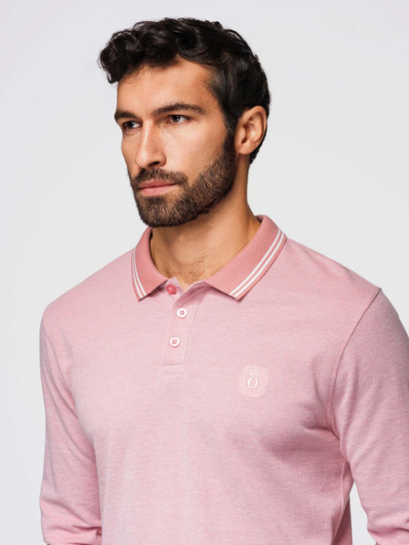 Ombre Clothing Pánské polo tričko s dlouhým rukávem a výšivkou Ombre Clothing