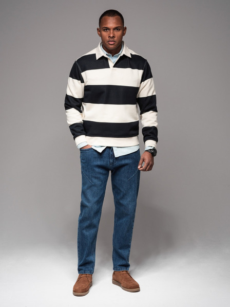 Ombre Clothing Pánské džínové kalhoty STRAIGHT LEG - černé V1 OM-PADP-0133 Ombre Clothing