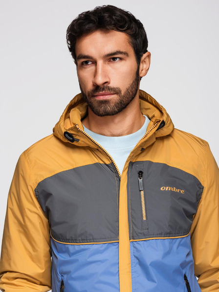 Ombre Clothing Pánská lehká barevná sportovní bunda s fleecem modrá Ombre Clothing