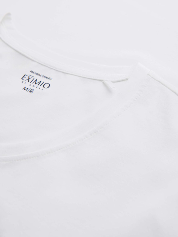 Ombre Clothing Pánské tričko SLIM FIT s dlouhým rukávem do V s elastanem a potiskem bílá Ombre Clothing