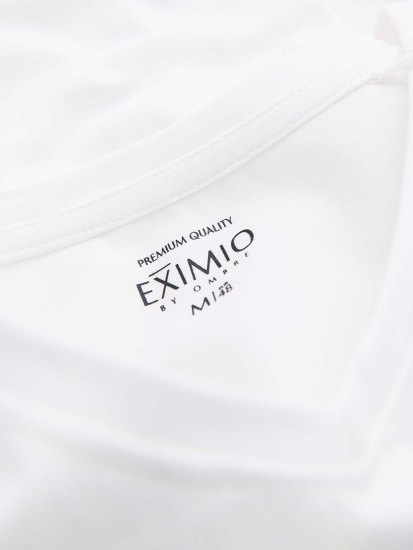 Ombre Clothing Pánské tričko SLIM FIT s dlouhým rukávem do V s elastanem a potiskem bílá Ombre Clothing