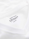 Ombre Clothing Pánské tričko SLIM FIT s dlouhým rukávem do V s elastanem a potiskem bílá Ombre Clothing