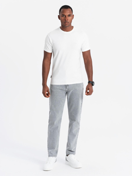 Ombre Clothing Pánské bavlněné tričko v barvách trikolory - bílá a tmavě modrá V3 OM-TSCT-0174 Ombre Clothing